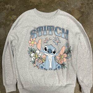 Disney Gray Stitch Logo Sweatshirt Size Large